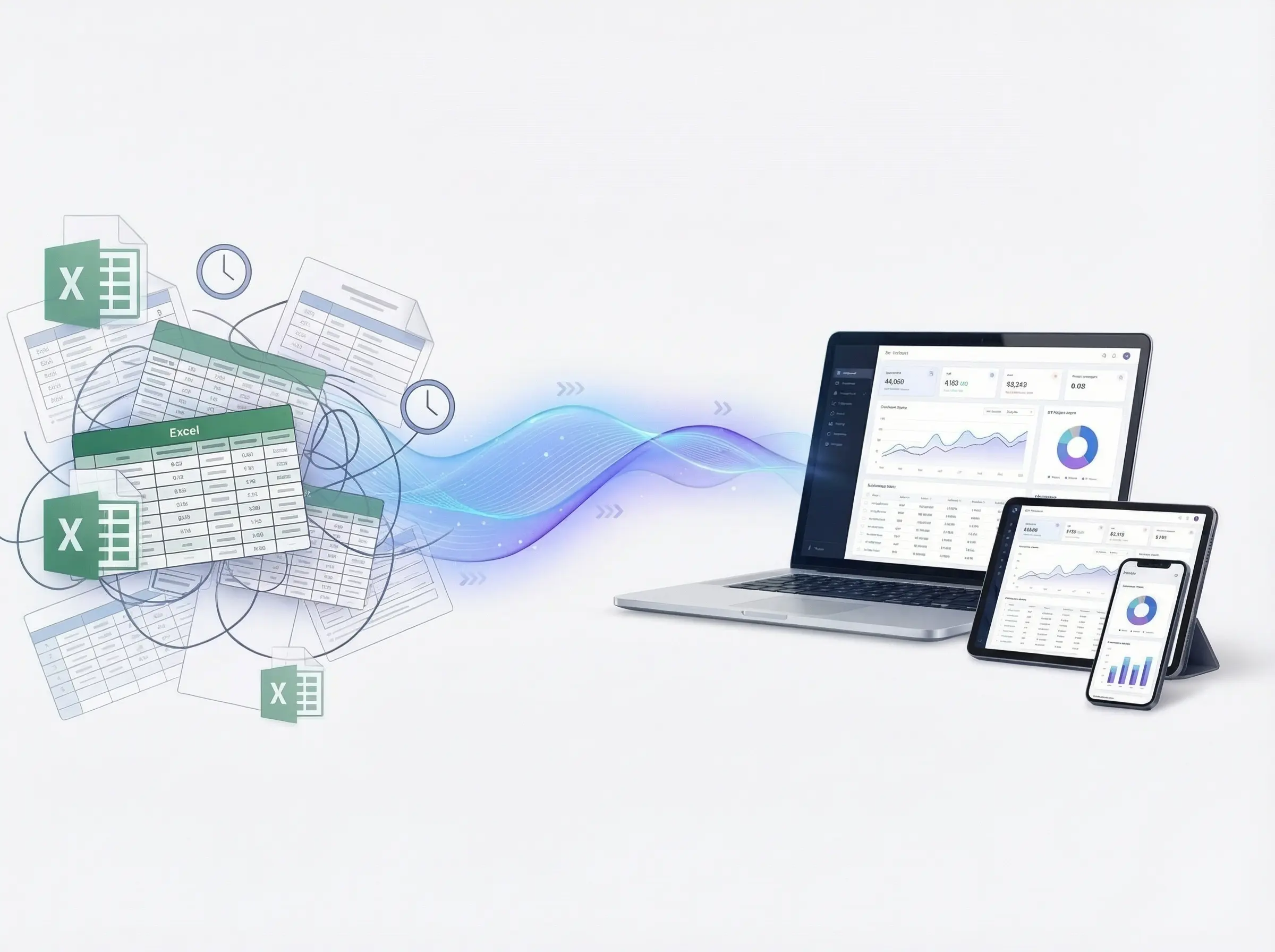 Excel'den web portalına dönüşüm görseli